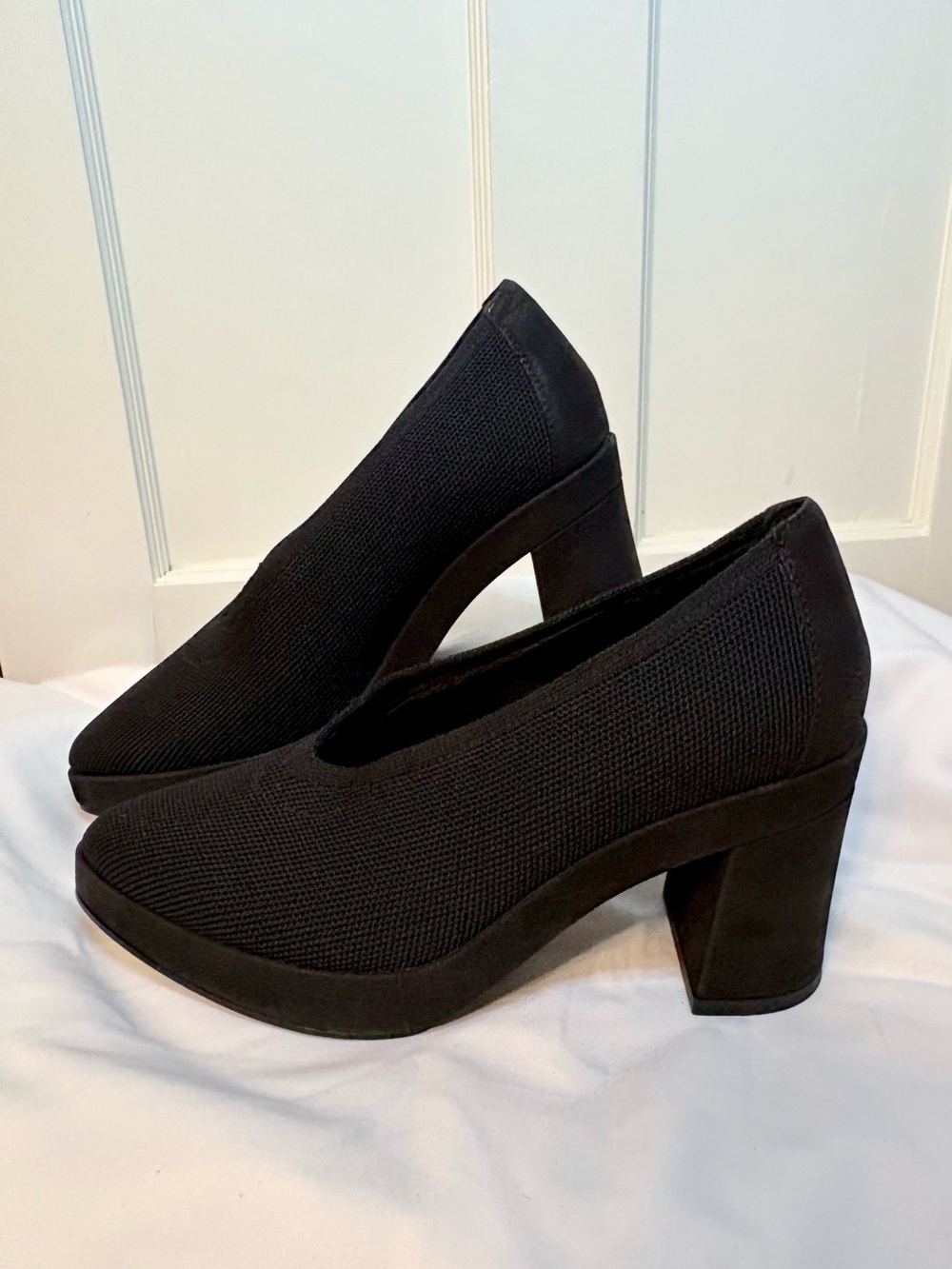 Eileen Fisher Signy Block Heels Black Textile Knit